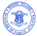 Logo of the Rhode Island Public Utilities Commision showing the seal of the state of the Rhode Island against a white background.